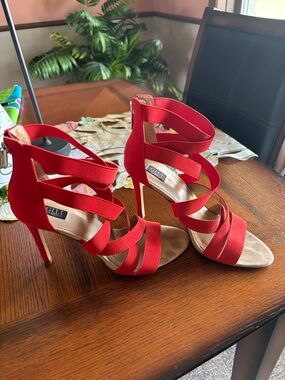 Gilli Red Multi-Strap Stiletto Sandals